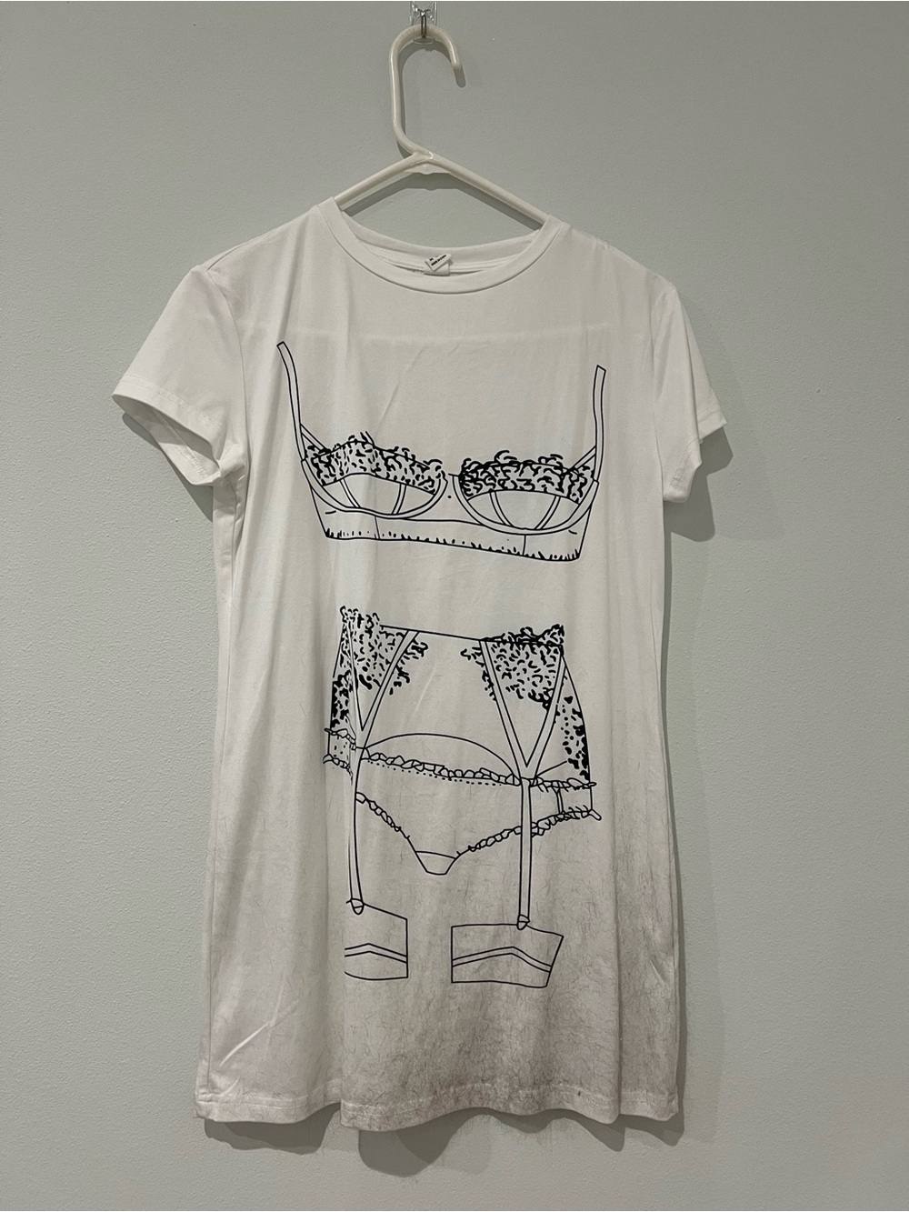Women’s White Graphic Lingerie Nightshirt